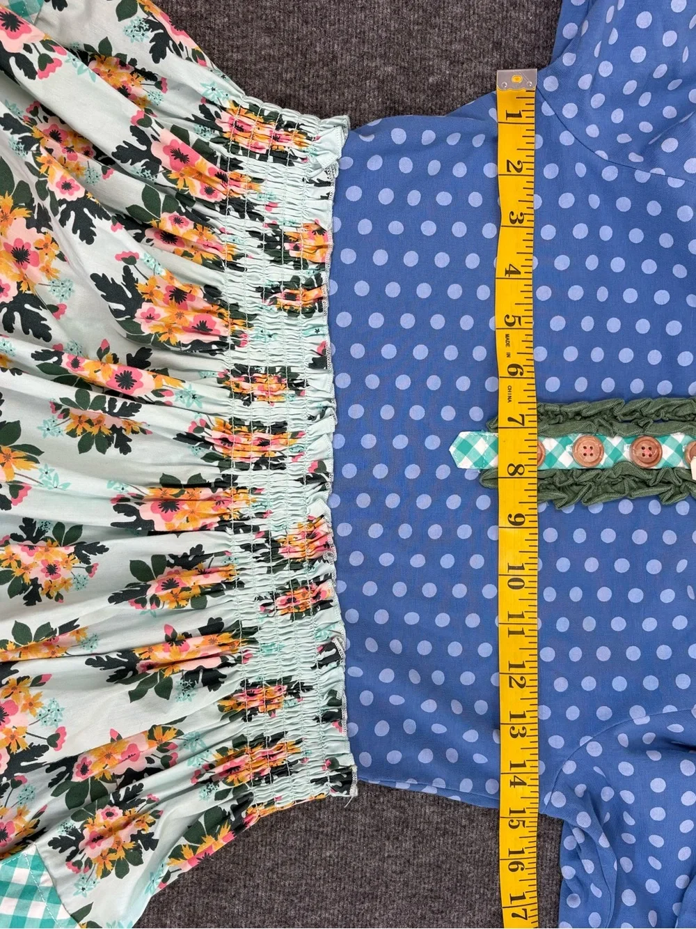 Matilda Jane Girls Size 12 Mixed Print Floral Polka Dot Gingham Dress Pockets